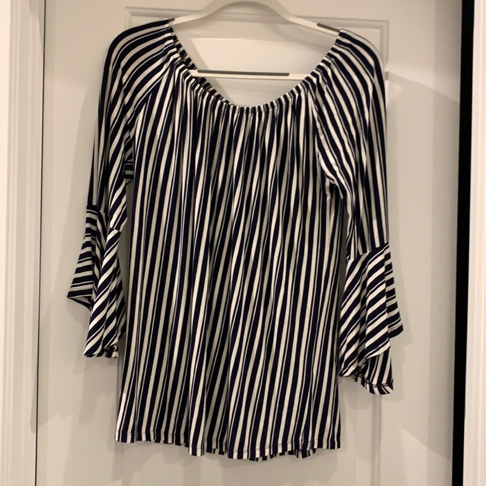 Navy and white striped top